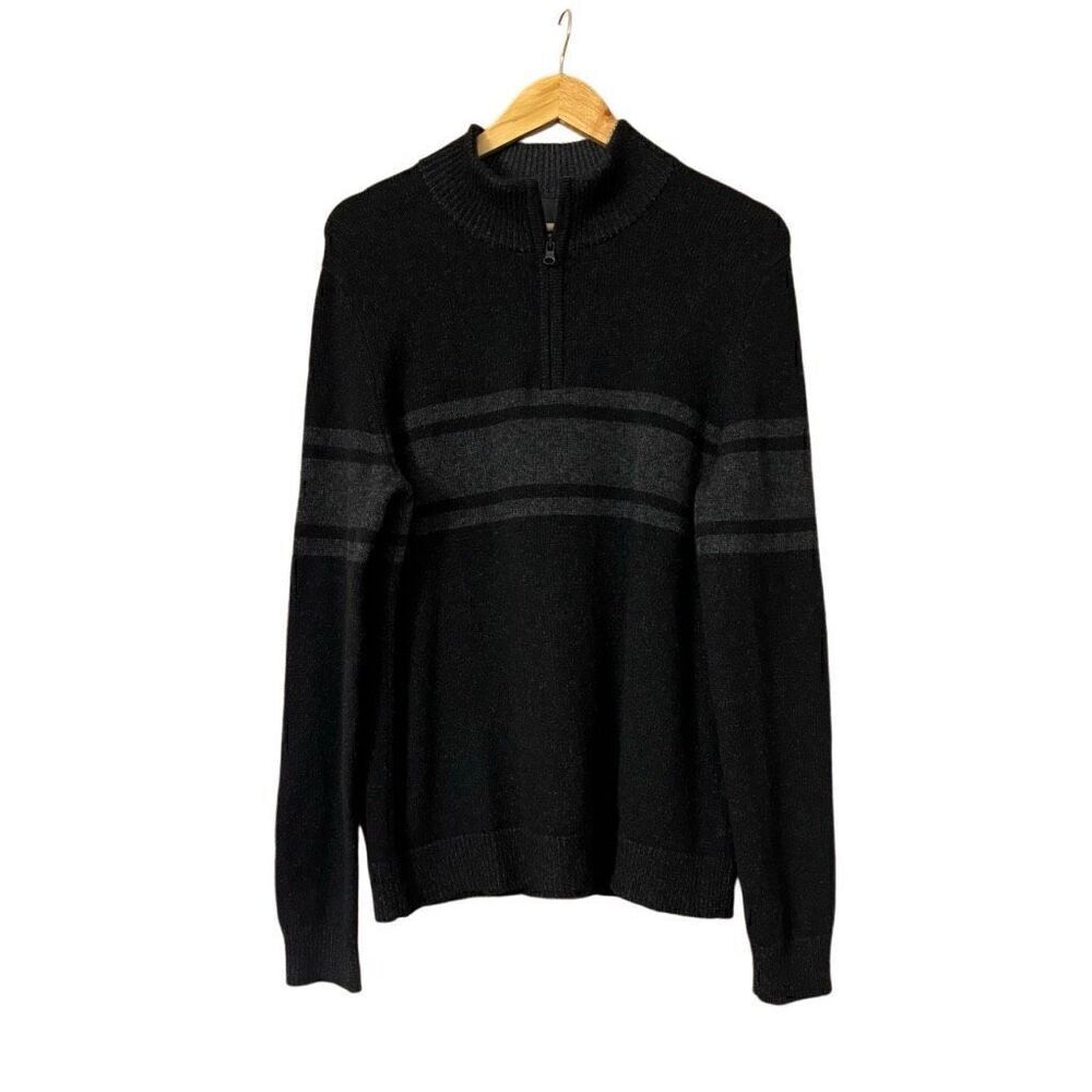 Vince Pullover Wool Cashmere Blend Sweater Gray Black 1/4 Zip Mens medium